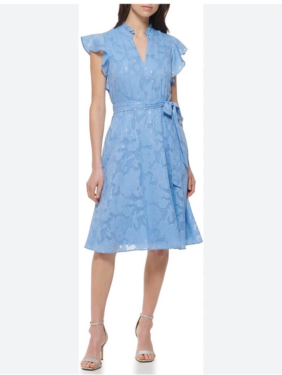 Jessica Howard Dresses & Skirts - Jessica Howard Blue with Silver accents Flutter Sleeve Dress w/pockets
